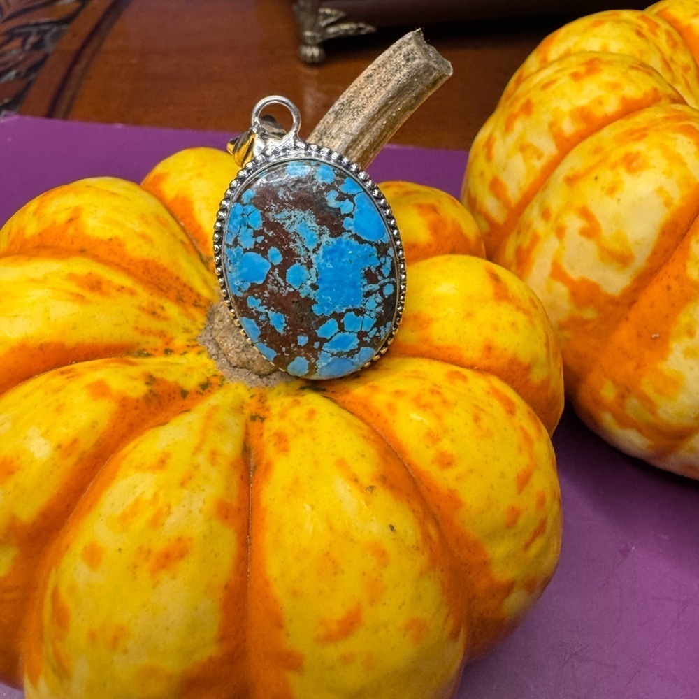 925 Silver Plated Turquoise Pendant. 1.8” 

NWT